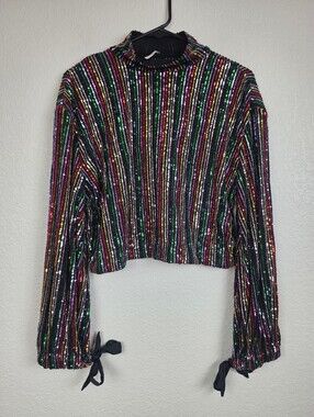 Free People Sequin Striped Crop Top